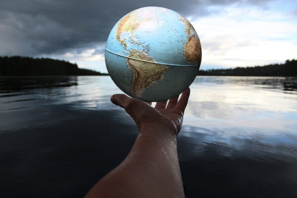 world globe in the hand