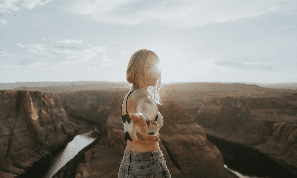 a girl on a mountain