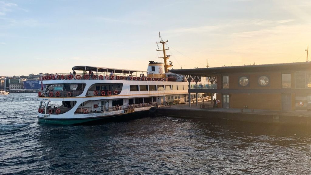 A ship standing on a port