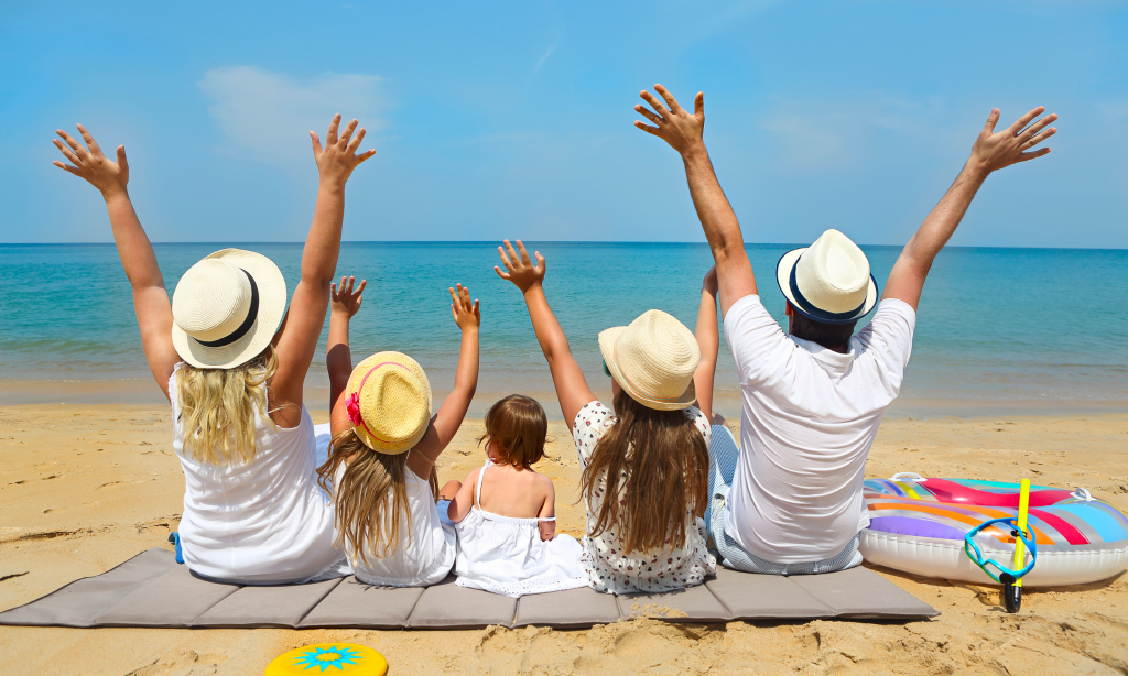 Family enjoying beach holiday